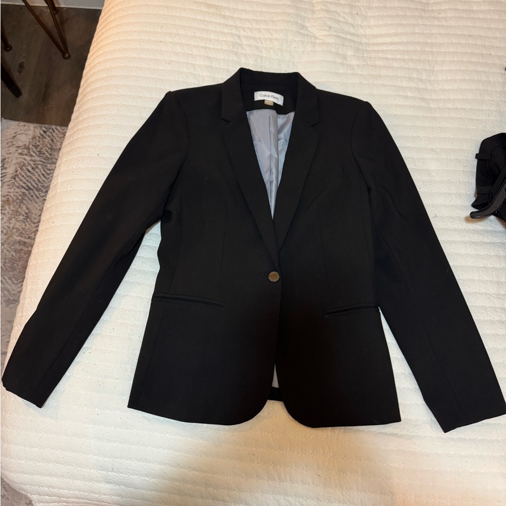 Calvin Klein Classic Black Suit Jacket, Slacks, and Skirt Set